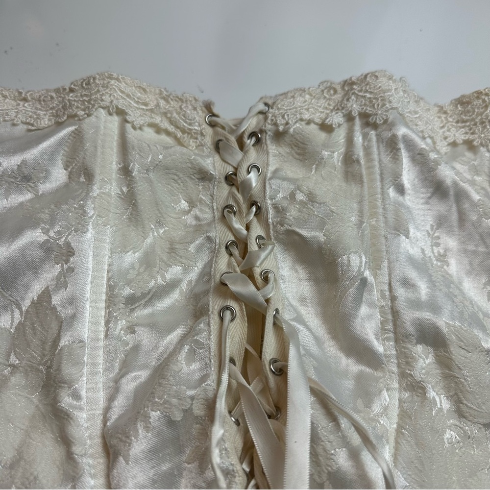 Y2K Satin Lace Corset | Bustier Boned Cream · Shirley of Hollywood